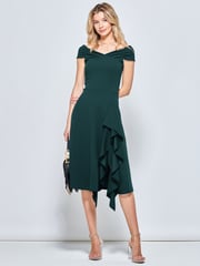 Jolie Moi Green Desiree Frill Fit & Flare Dress - Image 5 of 5