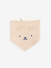 Navy Blue/Tan Brown Bear Baby 100% Cotton Bibs 5 Pack - Image 6 of 7