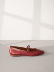Red Signature Leather Mary Jane Flat Shoes - Image 5 of 9