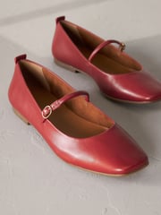 Red Signature Leather Mary Jane Flat Shoes - Image 6 of 9