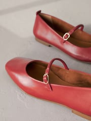 Red Signature Leather Mary Jane Flat Shoes - Image 7 of 9