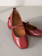 Red Signature Leather Mary Jane Flat Shoes - Image 8 of 9