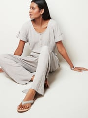 Stone Textured Utility Wide Leg Belted Jumpsuit - Image 2 of 6