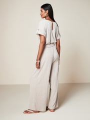 Stone Textured Utility Wide Leg Belted Jumpsuit - Image 3 of 6