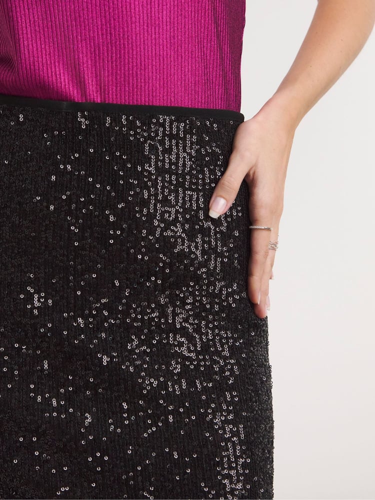 Simply Be Black Sequin Mini Skirt - Image 4 of 4