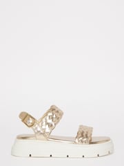 Lipsy Gold Chunky Flat Double Strap Sandal - Image 1 of 4
