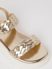 Lipsy Gold Chunky Flat Double Strap Sandal - Image 3 of 4