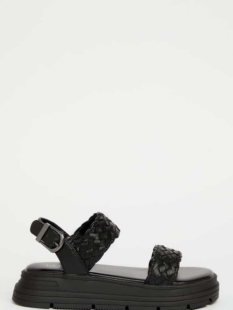 Lipsy Black Chunky Flat Double Strap Sandal - Image 1 of 4