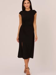 Adrianna Papell Jersey Midi Black Dress - Image 1 of 7