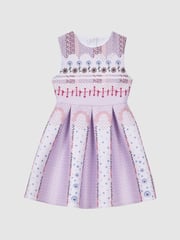 Reiss Lilac Lana 9-13 yrs Scuba Floral Print Dress - Image 2 of 6