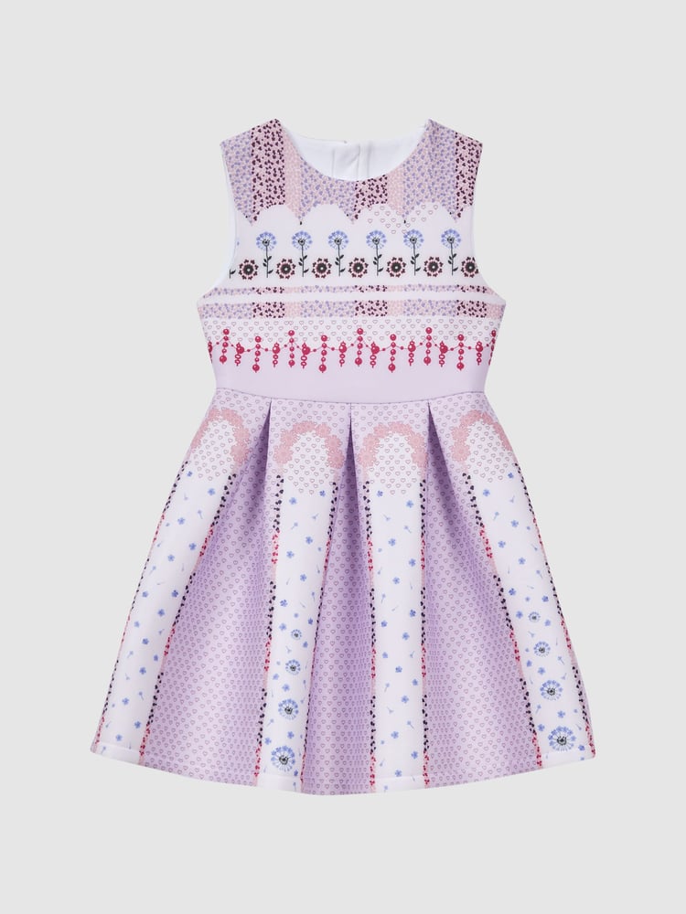 Reiss Lilac Lana 9-13 yrs Scuba Floral Print Dress - Image 2 of 6