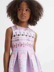 Reiss Lilac Lana 9-13 yrs Scuba Floral Print Dress - Image 4 of 6
