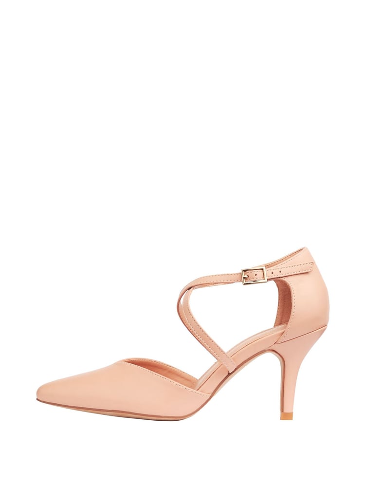 Friends Like These Nude Pink Regular Fit Cross Over Mid Court Block Heel Shoe - Image 5 of 5