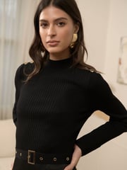 Lipsy Black 2 in 1 Knitted Woven Mix Dress - Image 3 of 4