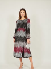 Yumi Natural Sequin Ombre Long Sleeve Midi Dress - Image 3 of 5