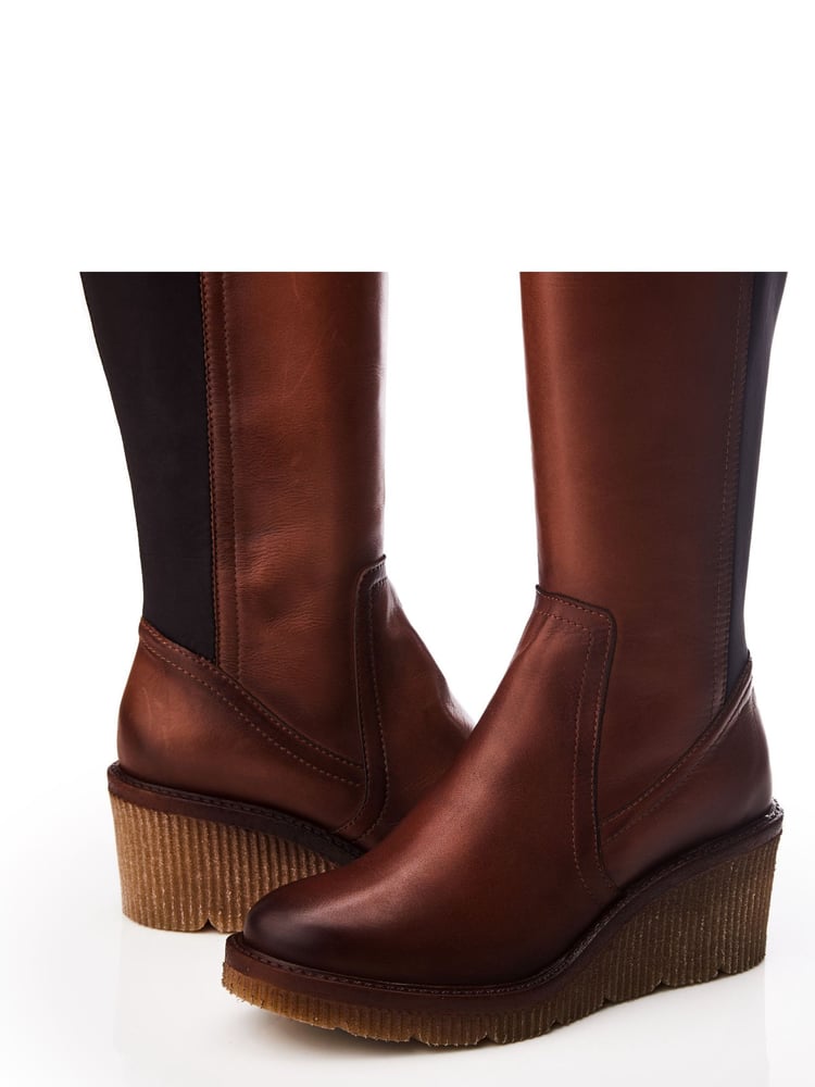 Moda in Pelle Harpette Crepe Wedge Long Side Zip Boots - Image 4 of 4
