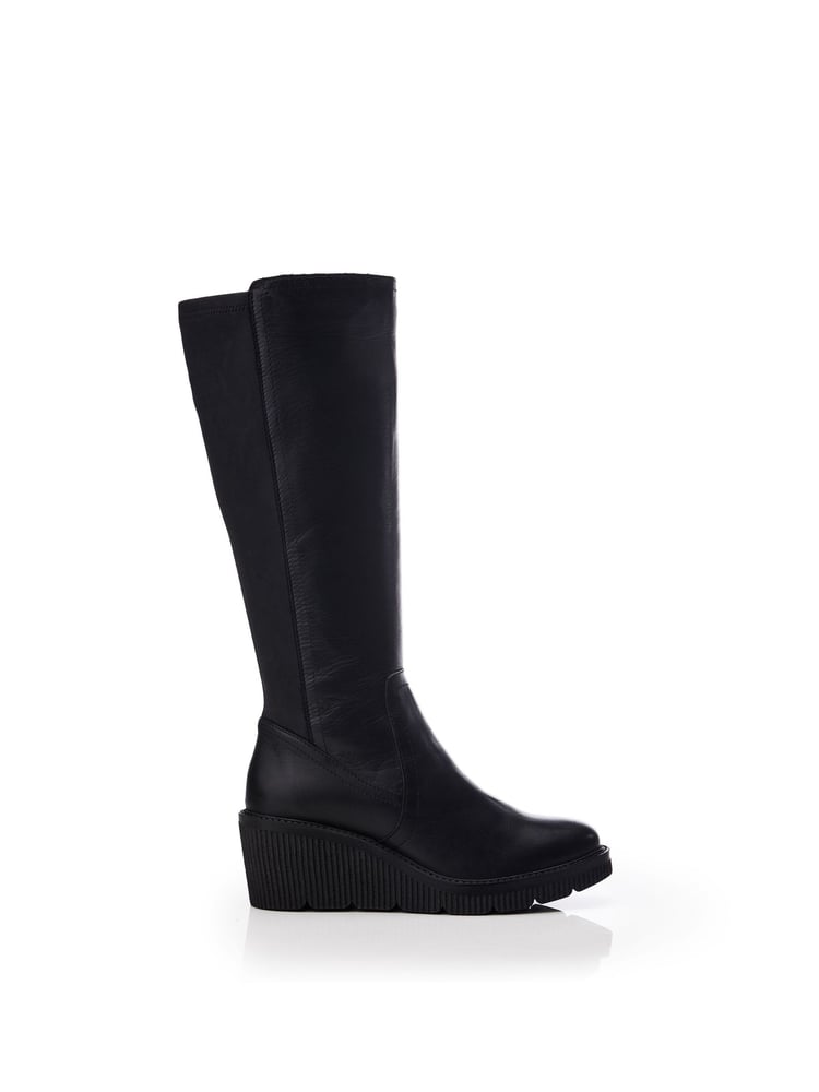 Moda in Pelle Harpette Crepe Wedge Long Side Zip Boots - Image 1 of 4