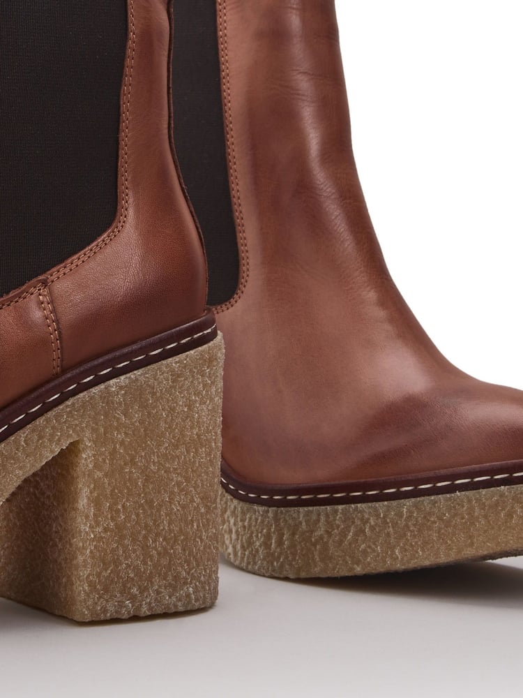 Moda in Pelle Natural Breeanna Short Platform Crepe Heels Boots - Image 4 of 4