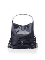 Blau - Moda In Pelle Adriana Polierte Krokodil-Eimertasche - Bild 1 von 5