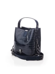 Blau - Moda In Pelle Adriana Polierte Krokodil-Eimertasche - Bild 3 von 5