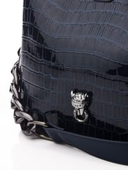 Blau - Moda In Pelle Adriana Polierte Krokodil-Eimertasche - Bild 5 von 5