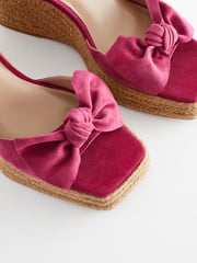 Pink Forever Comfort® Leather Bow Wedges - Image 4 of 5