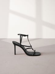 Black Signature Leather Strappy Heeled Sandals - Image 2 of 6