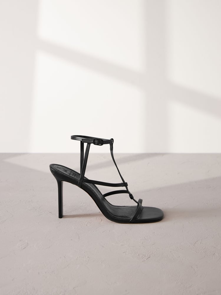 Black Signature Leather Strappy Heeled Sandals - Image 2 of 6