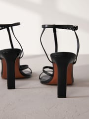 Black Signature Leather Strappy Heeled Sandals - Image 3 of 6