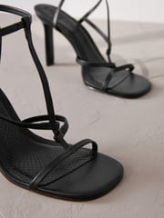 Black Signature Leather Strappy Heeled Sandals - Image 5 of 6
