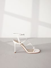 White Signature Leather Strappy Heeled Sandals - Image 4 of 8