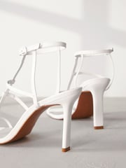 White Signature Leather Strappy Heeled Sandals - Image 5 of 8
