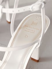 White Signature Leather Strappy Heeled Sandals - Image 6 of 8