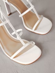 White Signature Leather Strappy Heeled Sandals - Image 7 of 8