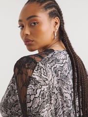 Simply Be Grey Animal Lace Insert Skater Dress - Image 4 of 4
