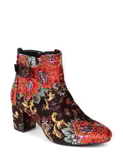 Pavers Red Pavers Heeled Floral Black Ankle Boots - Image 2 of 5