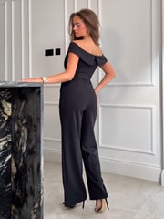 Girl In Mind Black Mona Off The Shoulder Twist Jumpsuit - Image 2 of 4