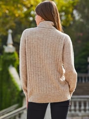 Sosandar Brown Rib Knit Super Cosy Jumper - Image 2 of 4