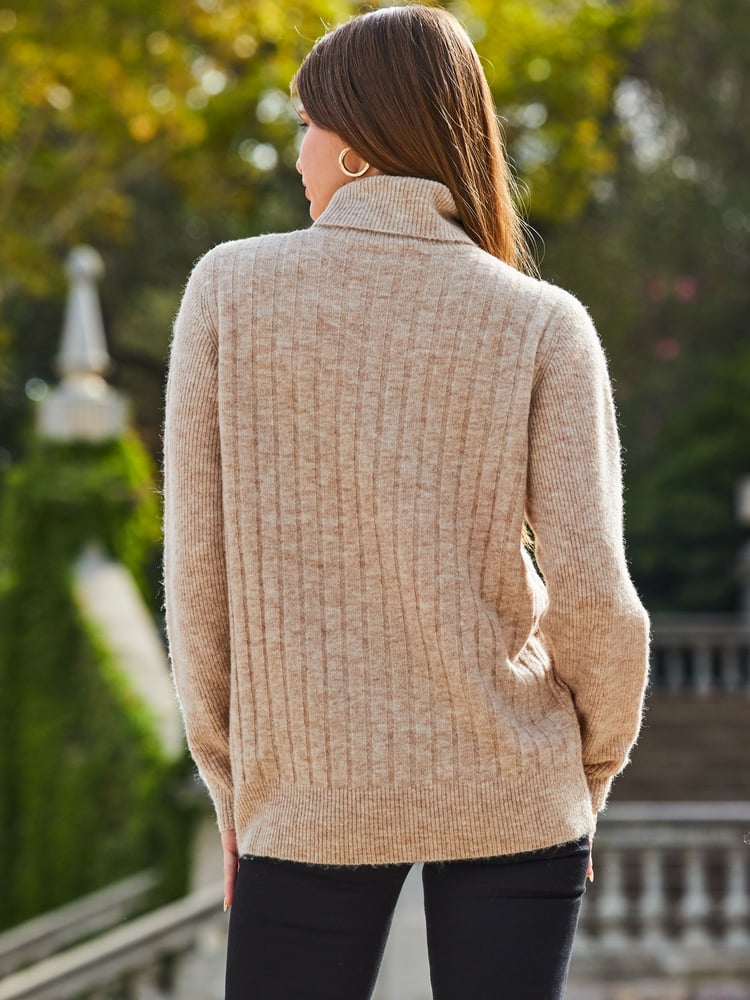 Sosandar Brown Rib Knit Super Cosy Jumper - Image 2 of 4