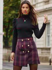 Sosandar Red Checked A-Line Skirt - Image 1 of 5