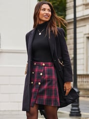 Sosandar Red Checked A-Line Skirt - Image 3 of 5