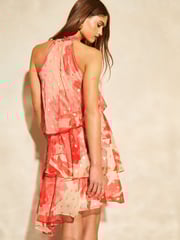 Lipsy Red Polka Dot Petite Halterneck Tiered Mini Shift Dress - Image 3 of 5