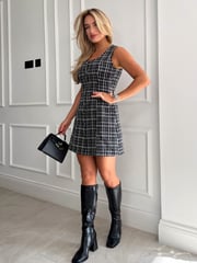 Girl In Mind Black Brea Boucle Sleevless Mini Dress - Image 3 of 4