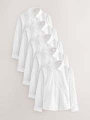 White 5 Pack Long Sleeve Fitted School Shirts (3-17yrs) - Image 1 of 4