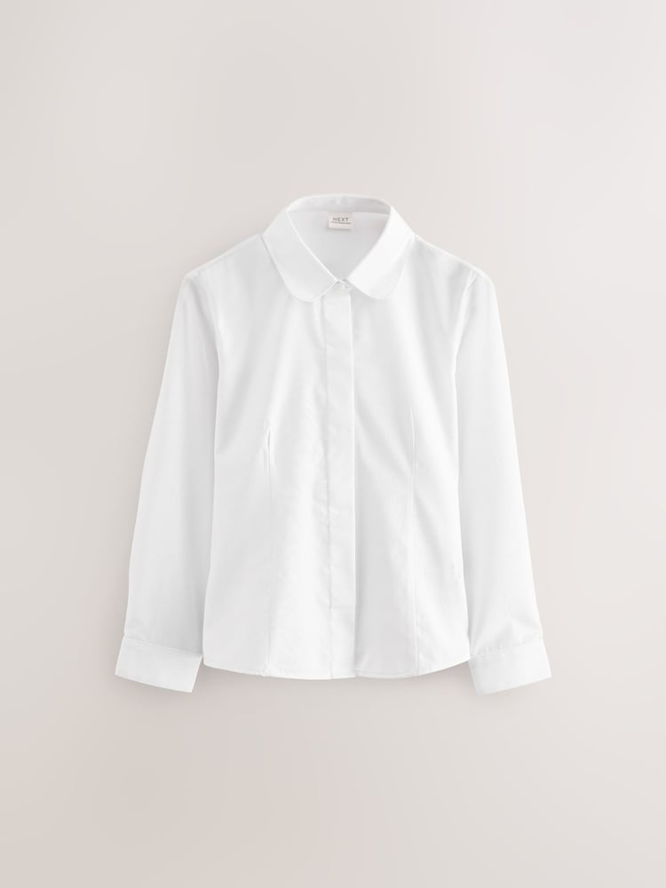 White 5 Pack Long Sleeve Fitted School Shirts (3-17yrs) - Image 2 of 4