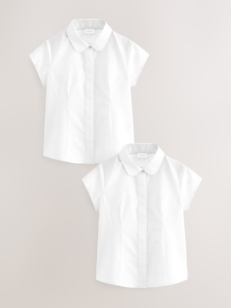 White 2 Pack Short Sleeve Fitted School Shirts (3-17yrs) - Image 1 of 4
