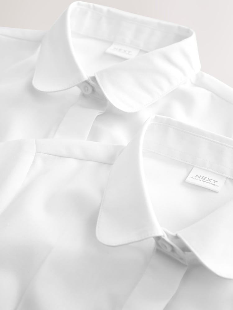 White 2 Pack Short Sleeve Fitted School Shirts (3-17yrs) - Image 4 of 4