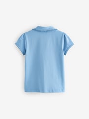 Blue Cotton Stretch Frill Collar School Polo Tops 2 Pack (3-16yrs) - Image 3 of 5