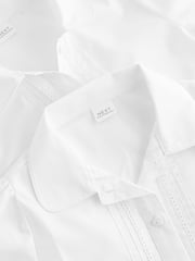 White Long Sleeve Lace Trim School Blouses 2 Pack (3-14yrs) - Image 4 of 4