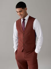 Brick Red Regular Fit Motionflex Stretch Waistcoat - Image 1 of 10